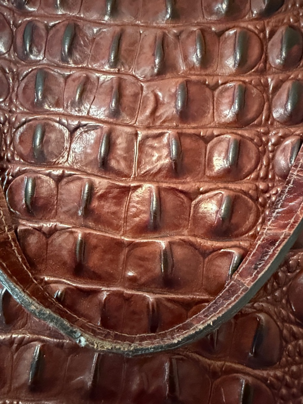Brahmin Croc-Embossed Leather Tote in Burgundy - Picture 4 of 14